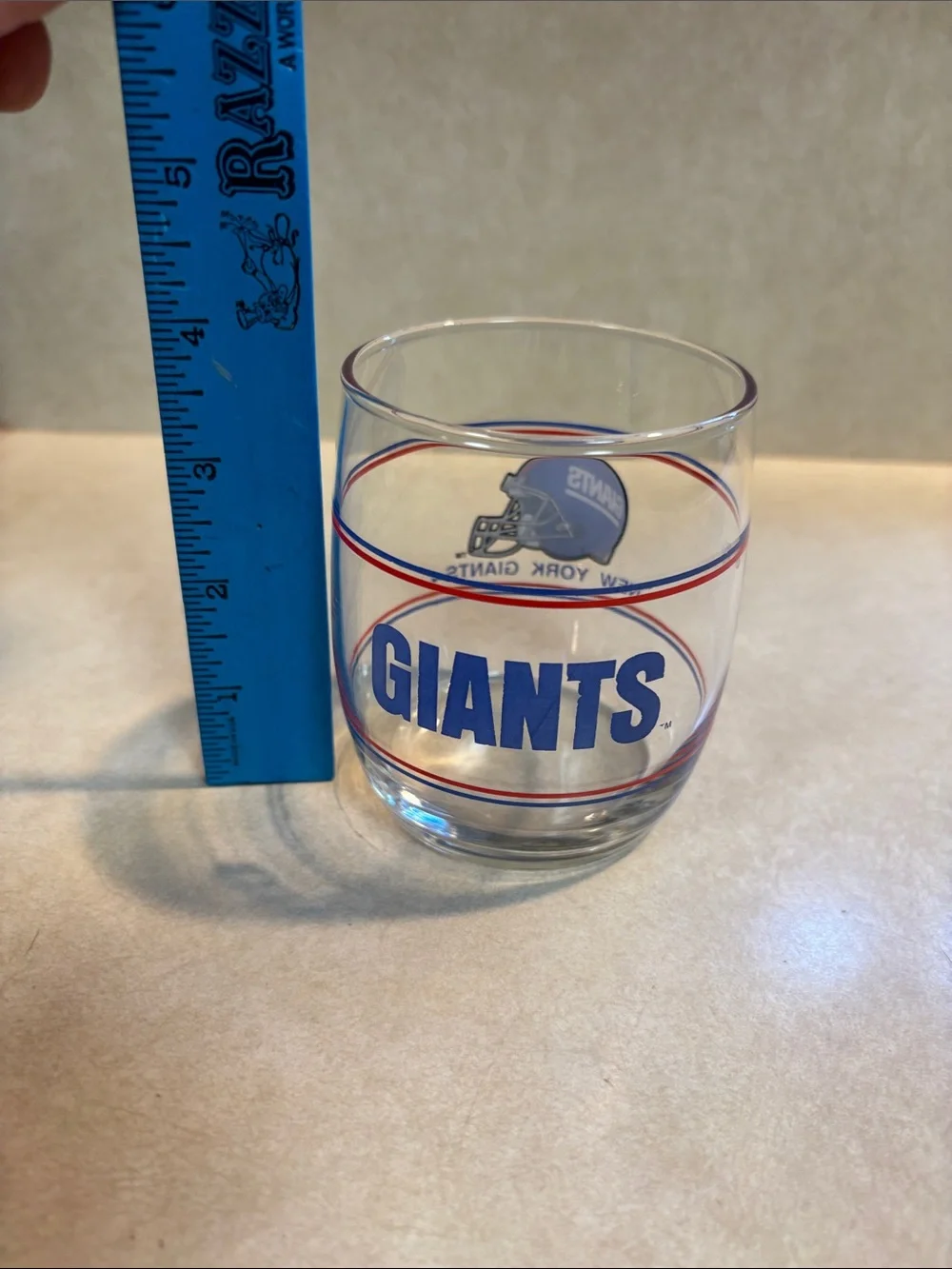 NFL New York Giants Clear Glass with Blue Helmet and Red Trim